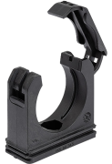 Conduit Clamp w. Cover RQS, D21.2mm, fixing ribs as strain relief, -40..120°C, polyamide PA6, HB (UL 94), IP68/69, black