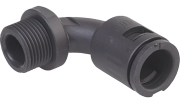 Conduit Connector Elbow RQB190-M, M20x1.5 tube AD 21.2, 90° bend, wrench 26mm, conically sealing, -40..120°C, polyamide impact-resistant, V0 (UL 94), IP66, black