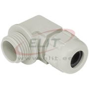 Cable Gland Syntec M16x1.5/90°, ø6.5..9.5mm, wrench 19mm, thread 8mm, -20..100°C, PA6, TPE, incl. O-ring, CE/UL/VDE, IP68, Agro, light grey