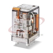 Relay 55.32, 2CO (2PDT) 10/20A 250/400VAC, cv 48VDC, mechanical indicator, PCB mount, TS35 sockets (94.P4/02/04/54/72/74/82/84.2/92.3/94.3), Finder