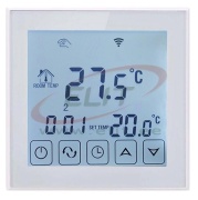 Electronic Thermostat TVT 31 WiFi, backlit LCD touch screen, +5°..99°C acc. 1°C, 3.2kW 16A 230VAC, incl. floor, air sensors, man, holiday progr., child lock, WiFi » mobile app, anti-freeze, screen blanking, flash mounting Ø60mm box, Thermoval