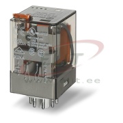 Relay 60.12, 2CO (DPDT) 10/20A 250/400VAC, cv 230VAC, lockable test button, mechanical indicator, 8pin plug-in, TS35 sockets (90.02/20/22/26/82.3)