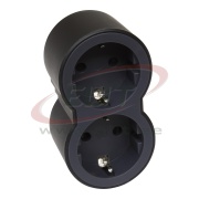 Multi-Socket Plug, 2x front outlets schuko 2P+E 16A 230V, 3680W, Legrand, black