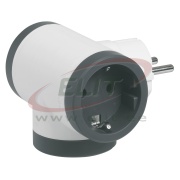 Multi-Socket Plug, T-shaped 3x outlets schuko 2P+E 16A 230V, 3680W, Legrand, white-dark grey
