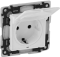 Socket Valena, mech.| 2P+E Schuko w. flap ^shutters, 16A 250VAC, 2.5mm² screw clamp, IP44, white