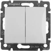 Switch Valena, mech.| 2x 1way, 10A 250VAC, spring clamp, white