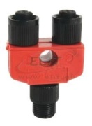 T-Port 898D, 2-ch., M12 8pin plug » 2x M12 4pin socket, 3A 30VDC, PUR, IP67, Nema6P, Allen-Bradley, red-black