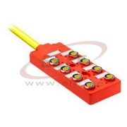 Distribution Box 898D Safety Wired, 4x M12 » L0.2m cable, 10..30VDC, IP67, Nema6P, Allen-Bradley, red-black