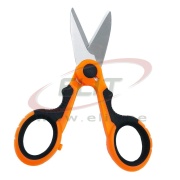 Electrician´s Scissors TU, serrated cutting blade, wire cutting notch, 40CR13, PVC, orange