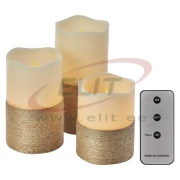 Flameless LED wax candles 3pcs with controller set, battery powered 3x 3x AAA, IP20, Emos