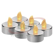 Pack of 6pcs Flameless LED Tealight Candles for Decoration with CR2032 batteries, IP20, silver, Emos