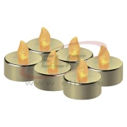 Pack of 6pcs Flameless LED Tealight Candles for Decoration with CR2032 batteries, IP20, gold, Emos