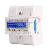 Energy Meter DDS024, 5/80A (3Ø-4w)x 230/400VAC, LCD w. backlight, pulse output 400imp/kWh, cl.1, -20..55°C, W76mm, DIN-Rail 35mm
