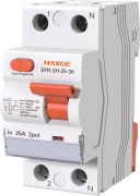 Residual Current Circuit Breaker EPR, 2P 25A 240VAC 10kA, type AC 30mA, 25mm²
