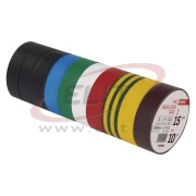 Insulating tape, 15mm x 10m, dielectric strength 40 kV/mm, PVC, UV resistant, water resistant, -25..90°C, 10 pcs. mix, Emos