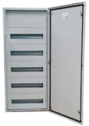 SM Distribution Box JXJ, 5x 18M, 80A 400VAC, 450x1035x140mm, top, bottom cable entry plates, galvanised steel sheet, -5..40°C, 4x FL21, Jumax JXJ 90-18, IP44 IK10, MaxPro, pebble grey