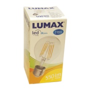 LED Lamp 6W 3000K 550lm A60 E27, glass, Lumax