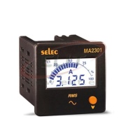 Digital Ammeter MA2301, 4digits LCD backlight, analog bargraph indication, 3Ø-4wire, 0..5AAC (5..5000A), sv 240VAC ±20%, ■76x76/ □68x68mm, IP65, Selec