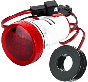 Ammeter, Vmeter XB7 Monolithic, ø22.5mm, 1.8A..100AAC, 20..500VAC, IP65, red