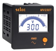 Digital Voltmeter MV2307, 3digits LCD backlight, analog bargraph indication, 3Ø-4wire, 3Ø-3wire, 50-480VAC (max 516V), sv 240VAC ±20%, ■76x76/ □68x68mm, IP65, Selec
