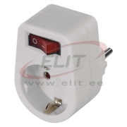 Multi-Socket Plug, switch, 1x 2P+E Schuko 16A 250V, 3680W, white, Emos