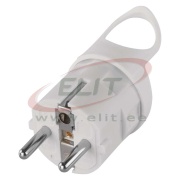 Plug CEE 7/7, 2P+E Schuko 16A 250VAC, corner with folding handle, IP20, white, Emos