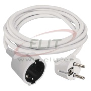 Extension Cord 2m with plug, socket 1x 2P+E Schuko 16A 250V, cable H05VV-F3G 1,0 mm2, white, Emos