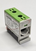 Universal Terminal Block Al/Cu TBA, 1P (2holes) 2.5-50mm² 145/160A 1000VAC/1500VDC, 35mm DIN-rail, Koral, green