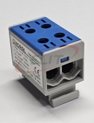 Universal Tapping Block Al/Cu TBA, 1P (4holes) 2.5-50mm² 290/320A 1000VAC/1500VDC, 35mm DIN-rail, Koral, blue