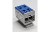 Universal Tapping Block Al/Cu TBA, 1P (4holes) 2.5-50mm² 290/320A 1000VAC/1500VDC, 35mm DIN-rail, Koral, blue