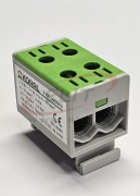 Universal Tapping Block Al/Cu TBA, 1P (4holes) 2.5-50mm² 290/320A 1000VAC/1500VDC, 35mm DIN-rail, Koral, green