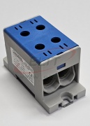 Universal Tapping Block Al/Cu TBA, 1P (4holes) 35-95mm² 440/490A 1000VAC/1500VDC, 35mm DIN-rail, panel mount, blue