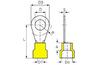 Ring Terminal w. Collar R 10.5 g, 4..6mm² M10, ø10.5 L33.7, -25..75°C, PVC, 100pcs/pck, yellow