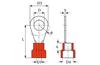 Ring Terminal w. Collar R 3.2 r, 0.5..1.5mm² M3, ø3.2 L16.7, -25..75°C, PVC, 100pcs/pck, red