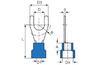 Spade Terminal w. Collar V 3.2 b, 1.5..2.5mm² M3, G3.2 L21, -25..75°C, PVC, 100pcs/pck, blue