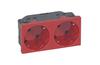 Socket Mosaic, mech.| 2x 2P+E 45°, shutters, 16A 250VAC, spring clamp, 4M, red