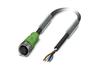 Sensor/actuator Cable SAC-4P-10.0-PUR/M12FS, M12 4pin socket », 4A 250VAC/DC, -25..90°C, L10m PUR cable, IP68, Phoenix, black