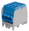 Main Terminal Block Al/Cu HLAK 25-1/4 M2, 2x 25/16mm²/ 4x 16/10mm², 130/100A 1000VAC/DC, 2.5/2Nm, TS35, blue