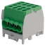 Main Terminal Al/Cu HLAK 25-1/6 M2, 2x 25/16mm²/ 6x 16/10mm², 130/100A 1000VAC/DC, 2.5/2Nm, TS35, green