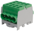 Main Terminal Block Al/Cu HLAK 35-1/6 M2, 2x 35/25mm²/ 6x 25/16mm², 160/125A 1000VAC/DC, 3.5/2.5Nm, TS35, green