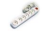 Multi-Outlet Extension Quattro, 6x 2P+E Schuko 3600W 16A 250VAC, switch, 2m cable 3x 1.5mm², Nilson, white