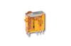 Relay 46.52, 2CO (DPDT) 8/15A 250/440VAC, cv 230VAC, lockable test button, flag indicator, LED, 5mm pin pitch, PCB mount, TS35 sockets (97.P2/02/52), Finder