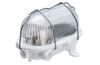 Luminaire OVAL 100, 75W E27, white PP, transparent glass cover, steel mesh, IP44, Maxpro