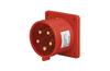 PM Industrial Flange Inlet, 3P+N+E 32A 415VAC, IP44, MaxPro, red