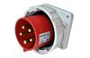PM Industrial Flange Inlet, 3P+N+E 32A 415VAC, IP67, MaxPro, red