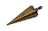 Step Cone Drill Bit, 4..32mm hole cutter, titanium coated HSS steel