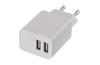 Power socket adapter USB charger 100..240VAC 50/60Hz / 2x USB type-A (5VDC/3.1A/15.5W), white, Emos