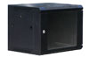 Wall Mount Rack 19in, 6U 600Wx370Hx450D, glass door, removable side panels, wall mount, flat-pack, black